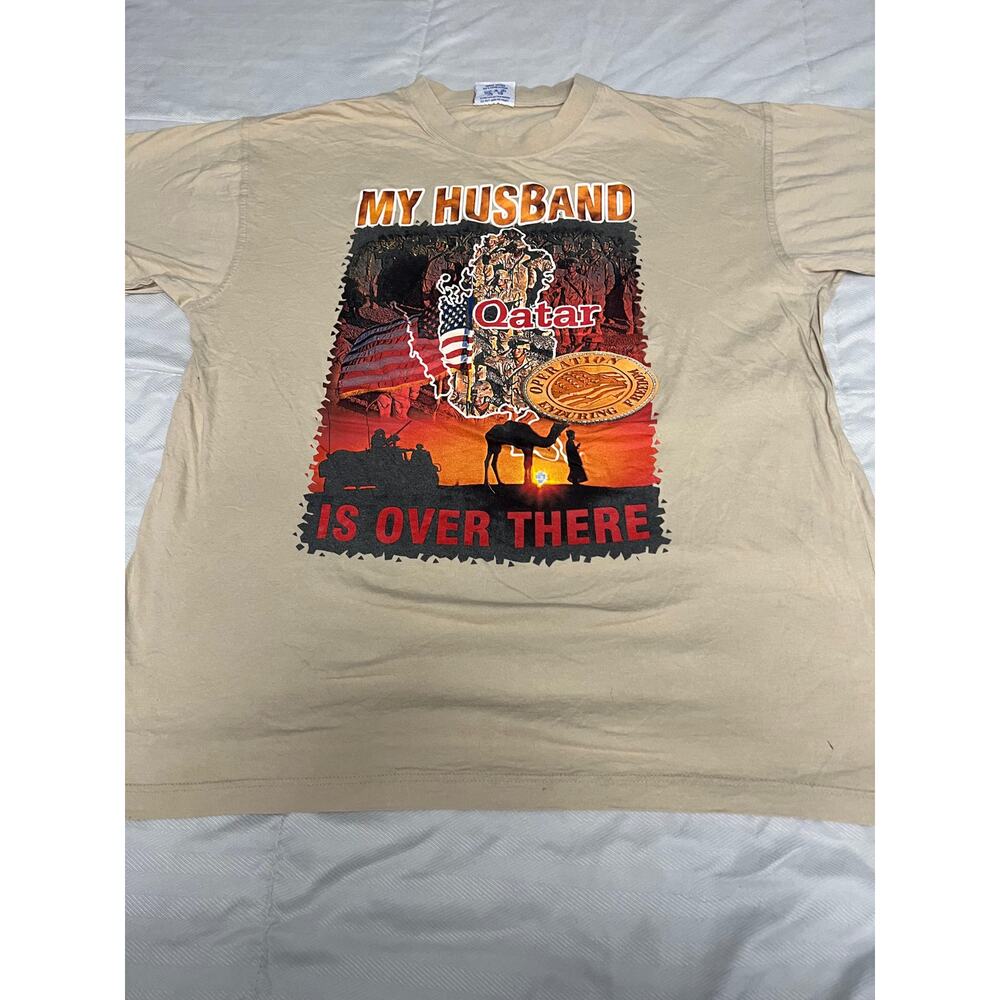 Viking Design Operation Enduring Freedom Qatar Military Graphic T-Shirt Tan M